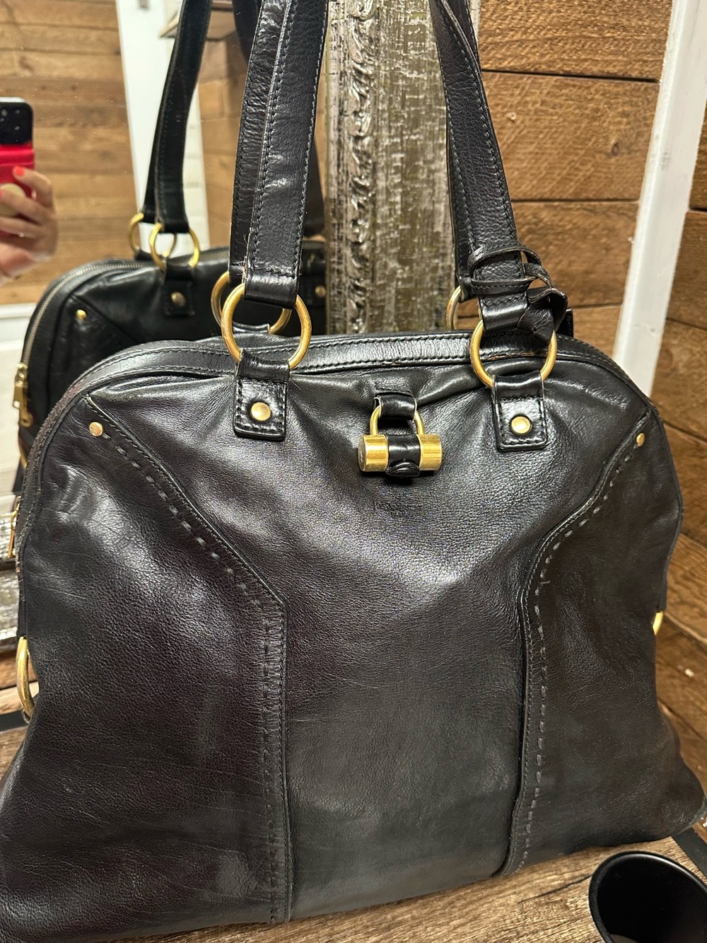 Saint Laurent YSL Black Leather Muse Satchel Bag Gold Hardware Made in Italy - Picture 2 of 15